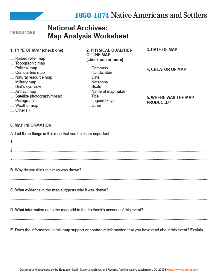 Map Analyisis Worksheet