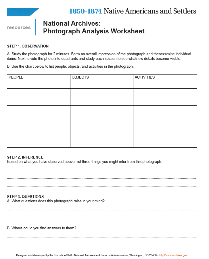 Photgraphic Analysis Worksheet