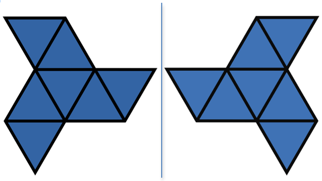 Fuente:  Adaptado de Inductiveload (trabajo propio) [Dominio público], vía Wikimedia Commons, http://commons.wikimedia.org/wiki/File:Polyiamond_3-fold_rotational_symmetry.svg
