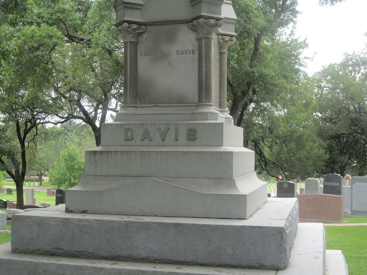 E.J. Davis' Monument at the Texas State Cemetery in Austin Texas