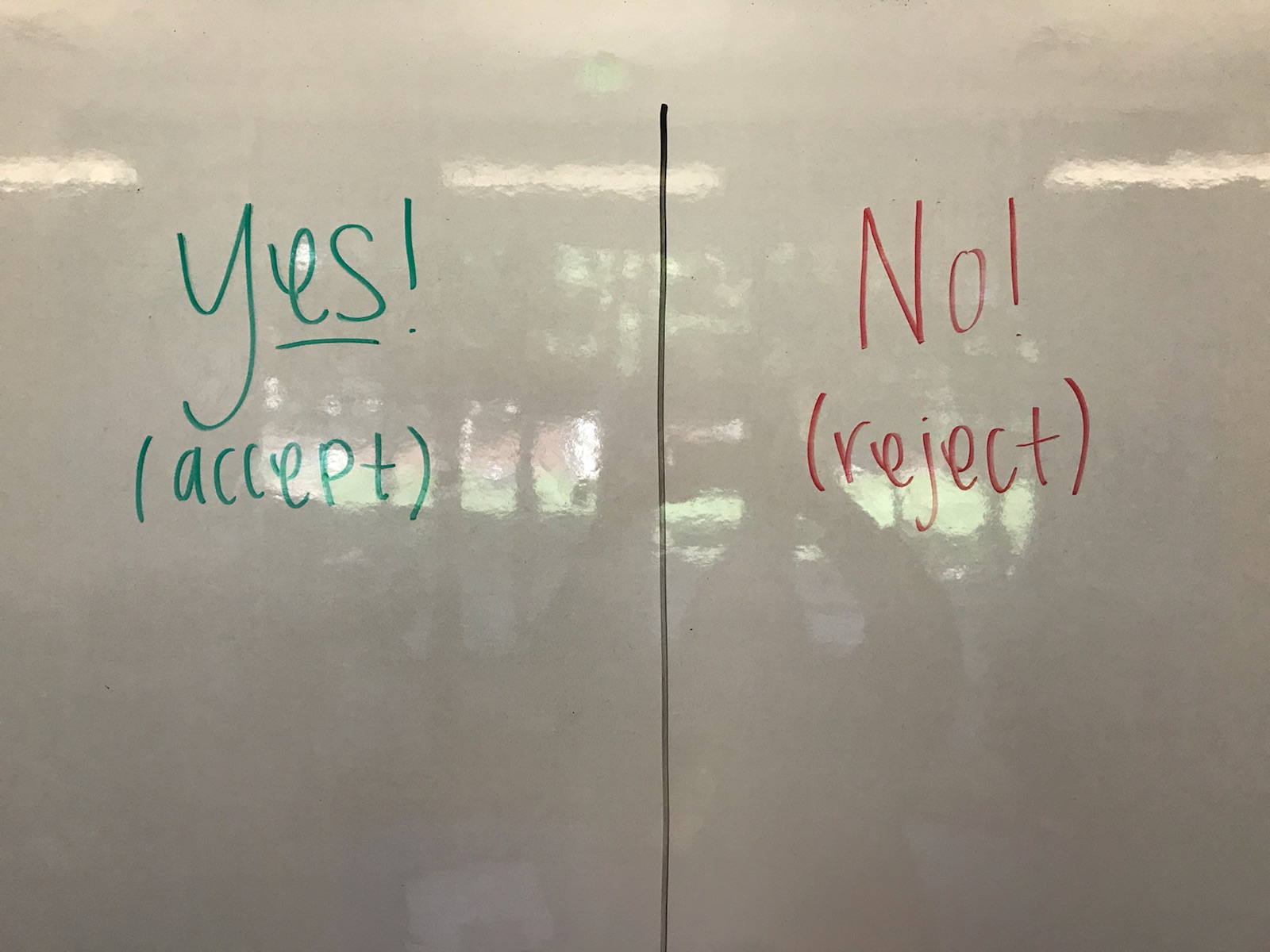 This is an example of a Yes and No example on the board