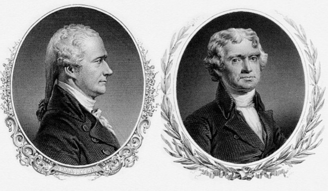 Alexander Hamilton and Thomas Jefferson by The Bureau of Engraving and Printing (Restoration by Godot13) [Public domain or CC BY-SA 3.0], via Wikimedia Commons