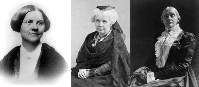 Lucy Stone, Elizabeth Cady Stanton, and Susan B. Anthony. Public Domain, via Wikimedia Commons.