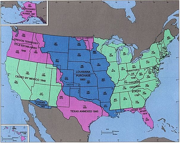 Major Acquisitions of Territory by the United States and Dates of Admission of States. Public Domain, U.S. Census Bureau
