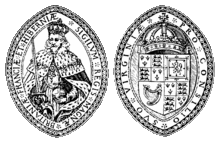 The seal of the London Company, also known as the Charter of the Virginia Company of London. Public Domain, via Wikimedia Commons.