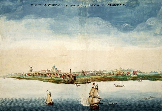 New Amsterdam in 1664. By Johannes Vingboons, Public Domain, via Wikimedia Commons