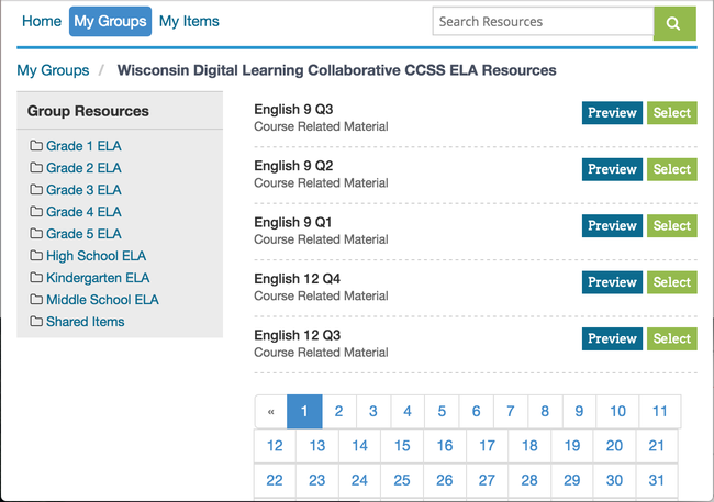 This is a screenshot showing what it looks like search for a resource inside of a Group.
