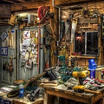 cluttered and messy workshop