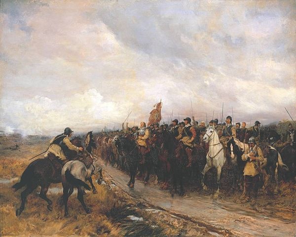 "Cromwell at Dunbar," a scene from the English Civil War, by Andrew Carrick Gow, Public Domain, via Wikimedia Commons