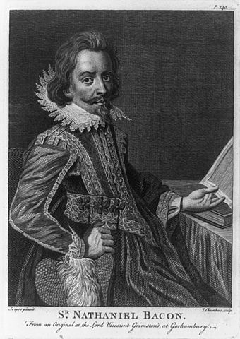 Portrait of Nathaniel Bacon. Engraving by T. Chambars after a self portrait, Public Domain, via Wikimedia Commons
