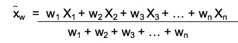 Statistical formula for weighted means.