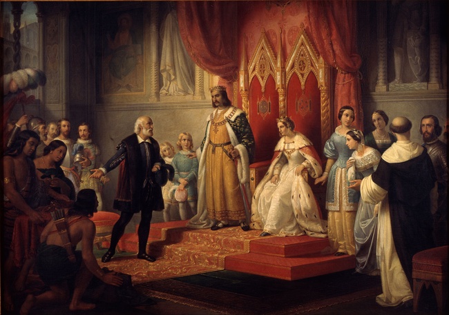 "Christopher Columbus at the Court of the Catholic Monarchs." By Juan Cordero (1822 - 1884), via Wikimedia Commons