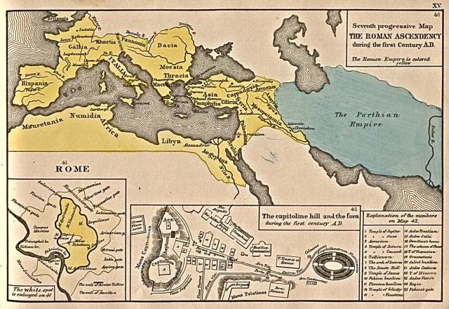 Roman Empire 1st Century A.D. [Public Domain], from Historical Atlas, by Robert H. Labberton, 1884.