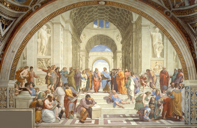 Raphael's "School of Athens" [Public domain], via Wikimedia Commons