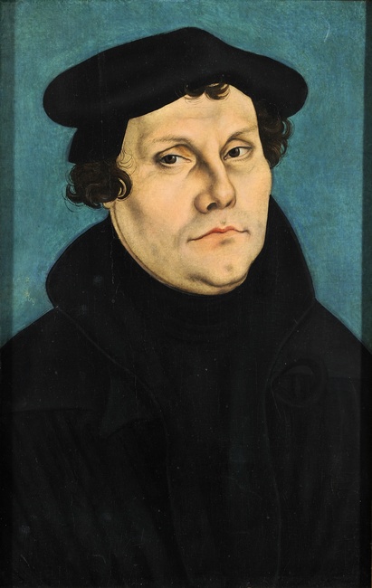 Portrait of Martin Luther by Lucas Cranach the Elder [Public domain], via Wikimedia Commons