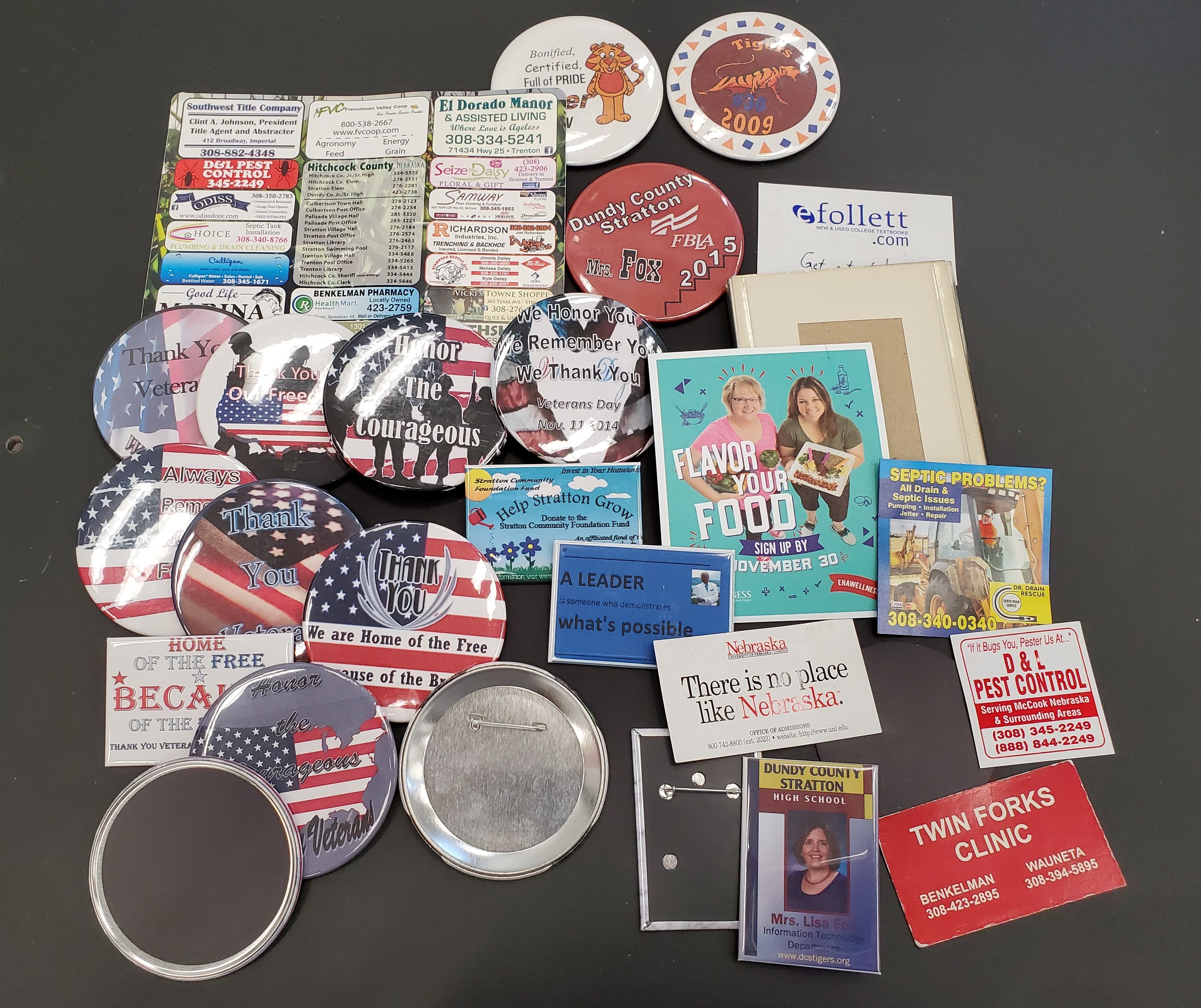 This image includes several examples of magnets designed by former students and/or collected from "junk" mail or at conference booths over a period of time.