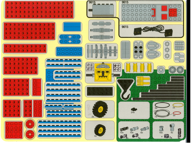 Inventory of parts (laid out in order) for LEGO Education Set 9630
