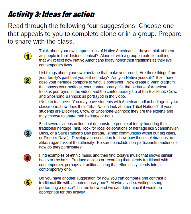 Activity 3 Ideas for action