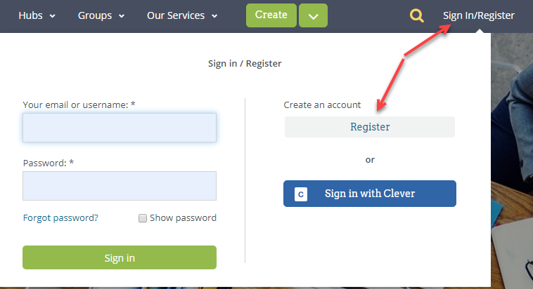 Register for an account
