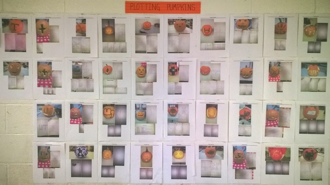 All students who submitted into the Pumpkin Contest had their Pumpkin Plotting Project displayed in the hallway.