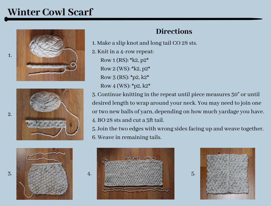 Cowl Scarf Directions