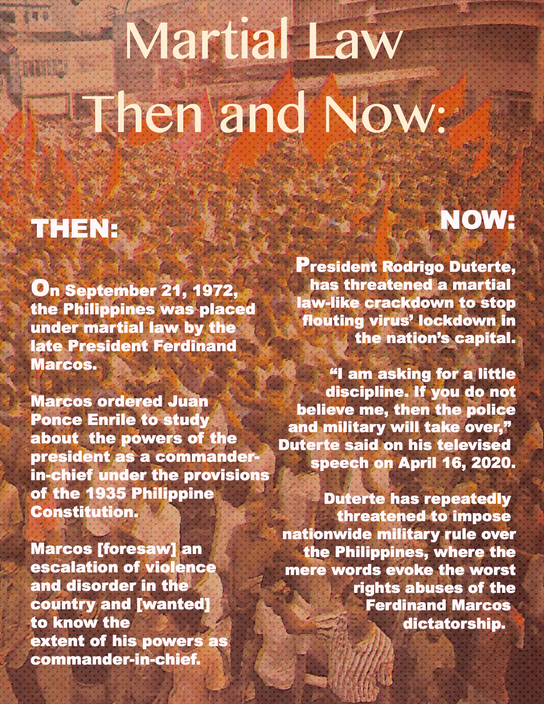 A brief overview about Martial Law: Then and Now