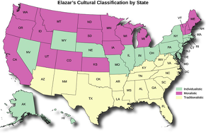 Daniel Elazar's Cultural Classification by State