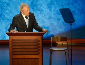 Clint Eastwood addresses an empty chair at the 2012 Republican National Convention