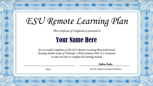 Remote Learning Module Completion Certificate