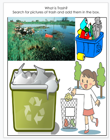 A third student examples of pictures of trash found in online research