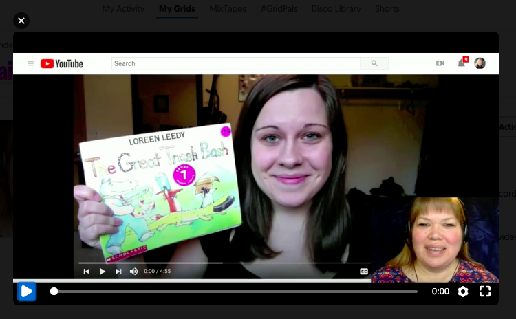 Screenshot of Screencastify from author, L.Cobar, of YouTube reading of the Great Trash Bash.
