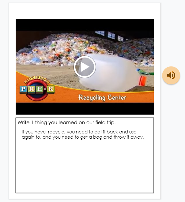 Screenshot of author, M. Moore's student responses for virtual field trip in Google Slides.