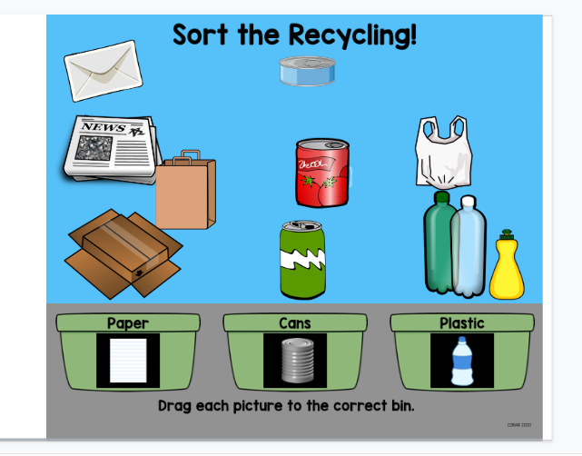 Screenshot of Sort the Recycling in Google Slides