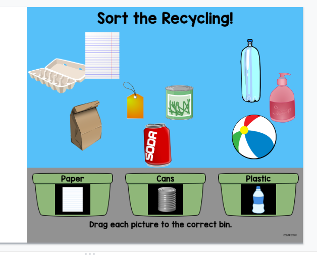 Screenshot of next Sort the Recycling in Google Slides