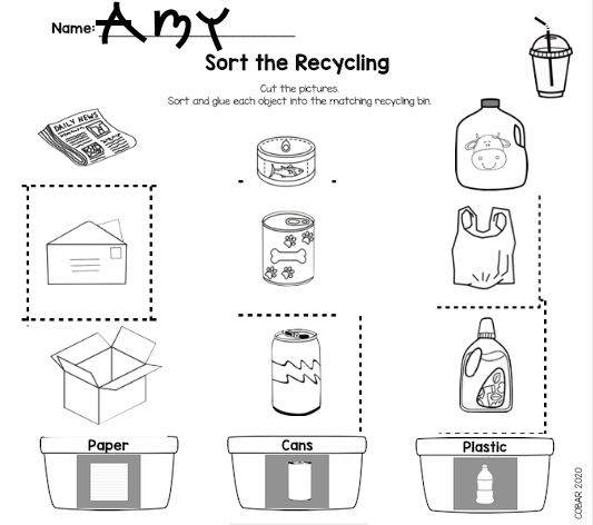 Paper cut and paste Screenshot of Sort the Recycling 