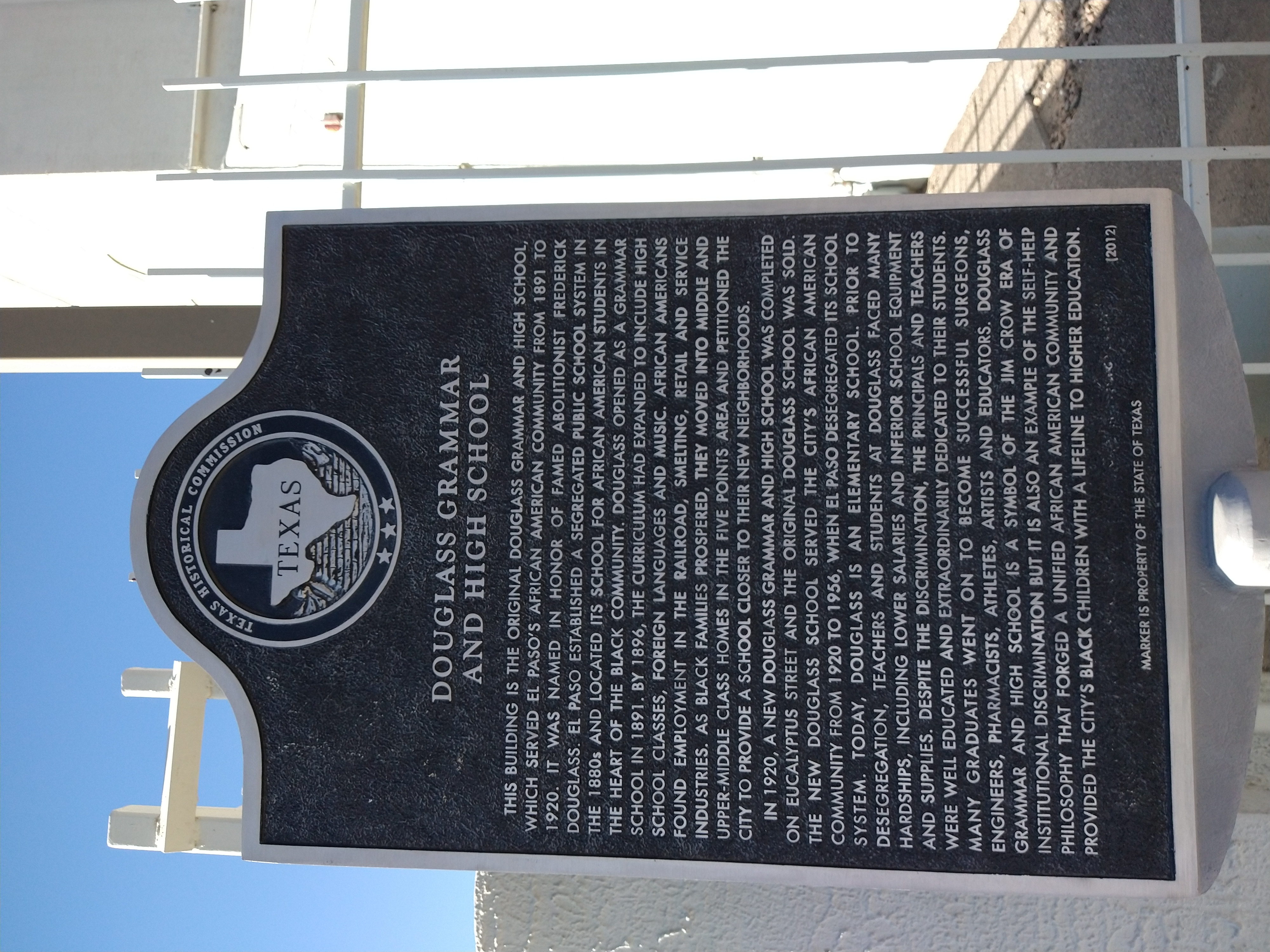 Historic marker of Douglass High School