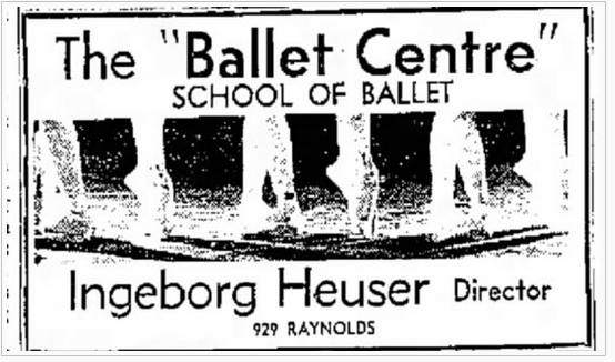 Ingeborg Heuser ad for school of ballet