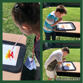 images to show how to blow paint with a straw to make a wildfire picture