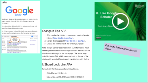 Google Scholar APA tips