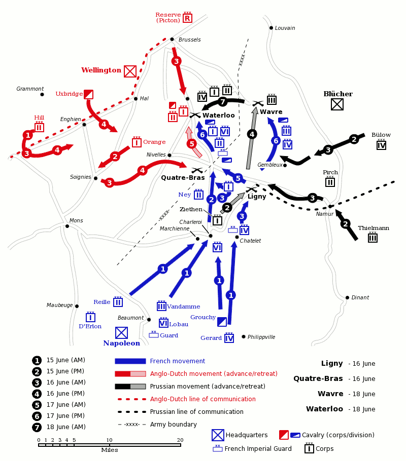Map of Napoleon’s Battle of the Waterloo Campaign
