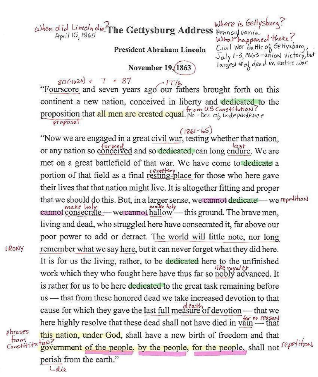 Example of Neatly Annotated Notes