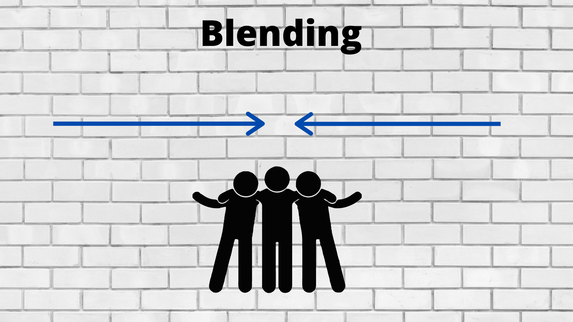 Three people coming together to demonstrate blending. 