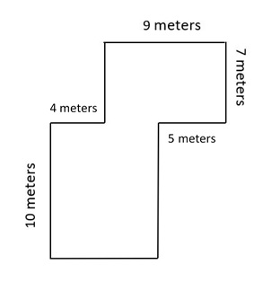 The rectilinear figure represents a model of a dog park, similar to the one in Dog Park I. This figure asks students to compare the computation of this figure in Dog Park II with the figure in Dog Park I.
