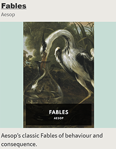 Screen capture of cover of Aesops Fables