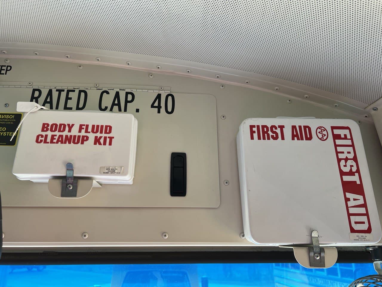 Locate First Aid Kit and Body Fluids Kit