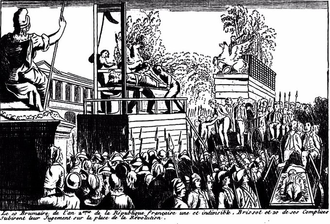 Drawing of crowds at guillotine