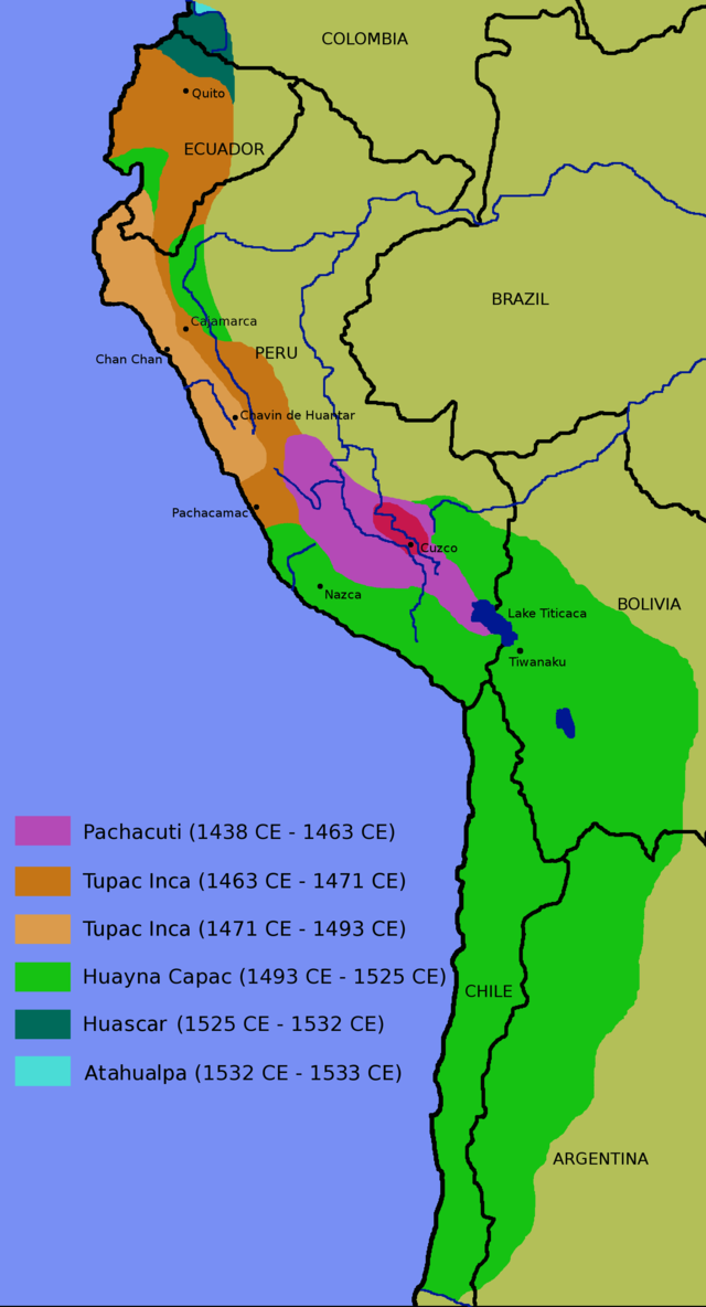Inca Empire: From 1438 to 1533, the Inca Empire expanded significantly.