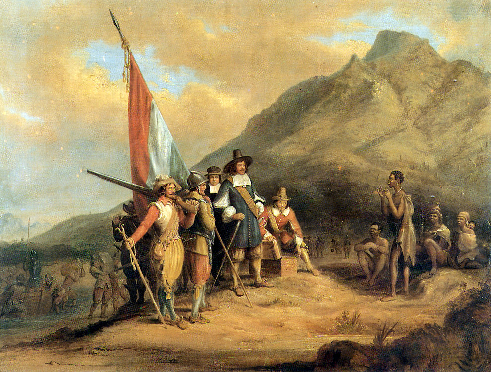 Jan van Riebeck and the Dutch meet the Khoisan at Table Bay in 1652