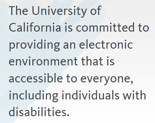 Statement affirming UC's commitment to accessible electronic resources