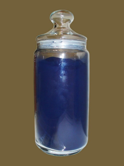 Jar with blue substance